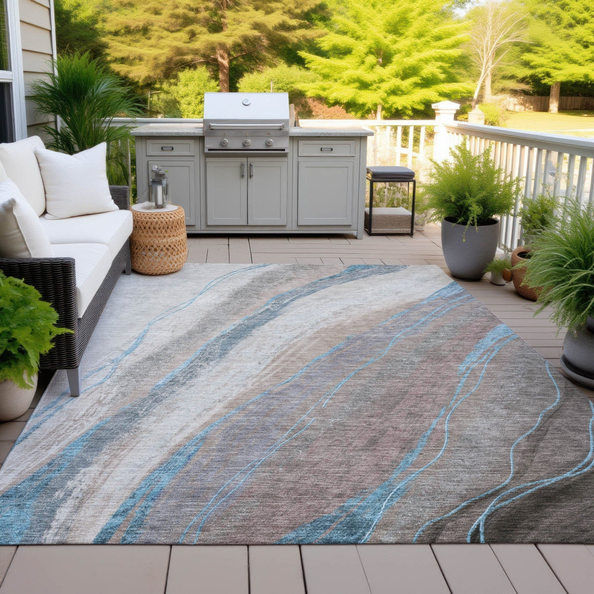 Addison Chantille ACN2036 Swirls Machine Made Transitional Brown Rug