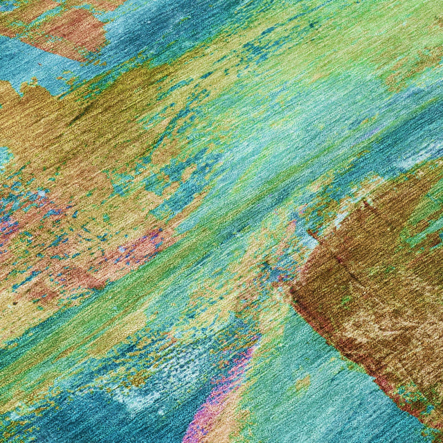 Addison Chantille ACN2040 Abstract Machine Made Transitional Teal Rug