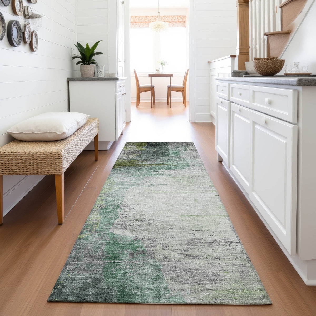 Addison Chantille ACN2041 Abstract Machine Made Transitional Green Rug