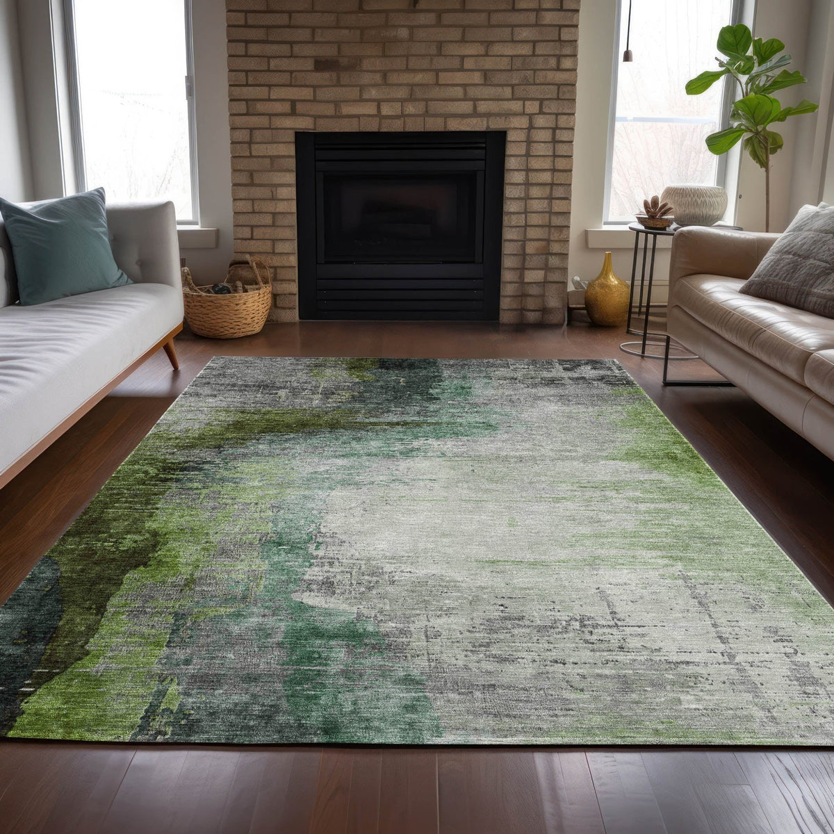 Addison Chantille ACN2041 Abstract Machine Made Transitional Green Rug