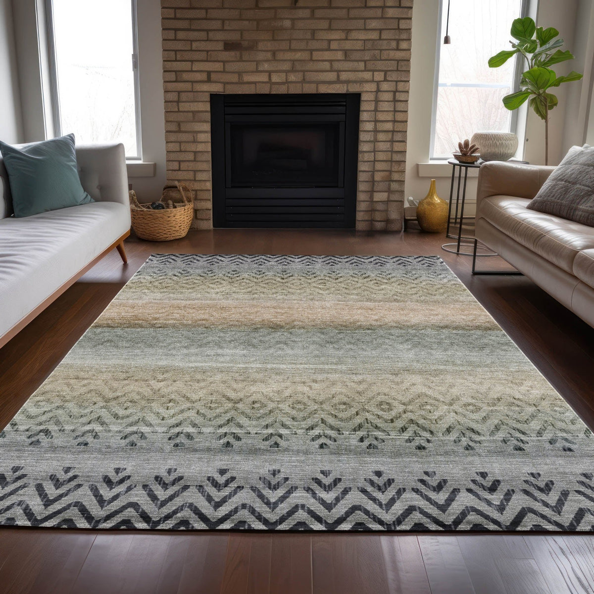Addison Chantille ACN2042 Geometric Machine Made Transitional Gray Rug