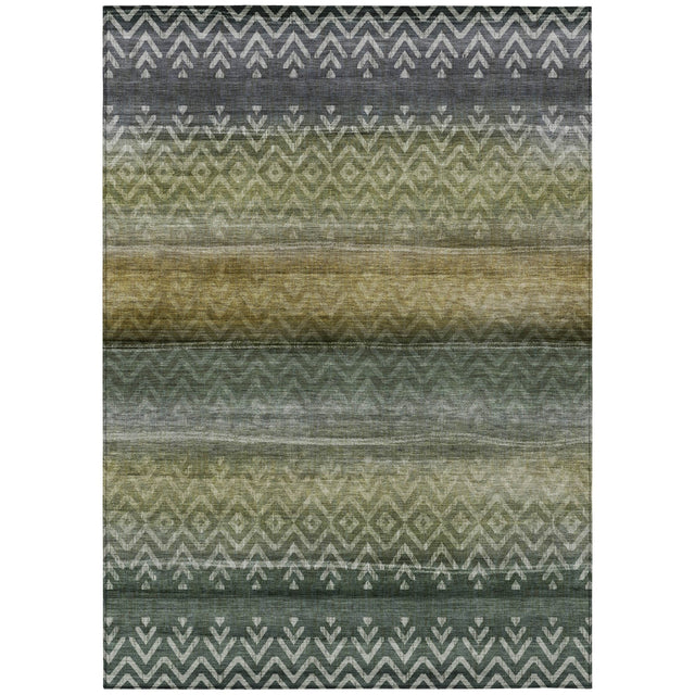 Addison Chantille ACN2042 Geometric Machine Made Transitional Green Rug