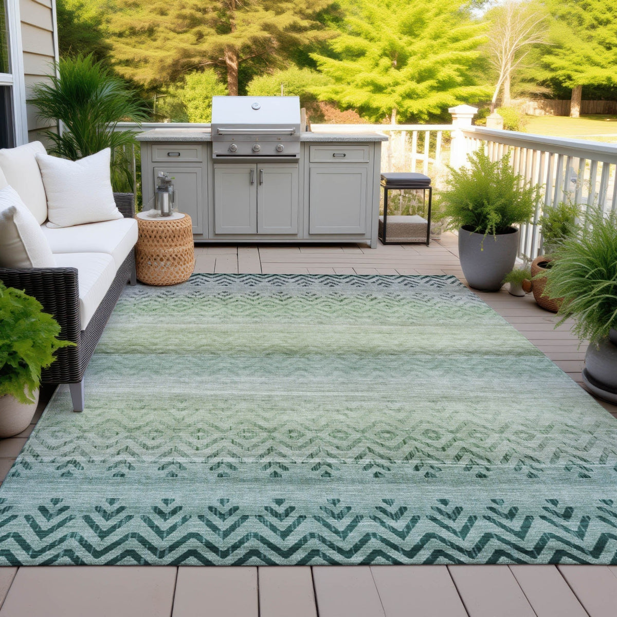 Addison Chantille ACN2042 Geometric Machine Made Transitional Teal Rug