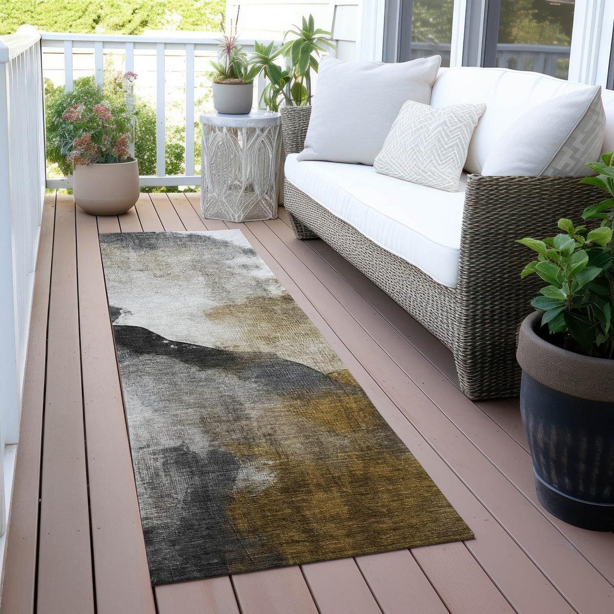Addison Chantille ACN2043 Abstract Machine Made Transitional Brown Rug