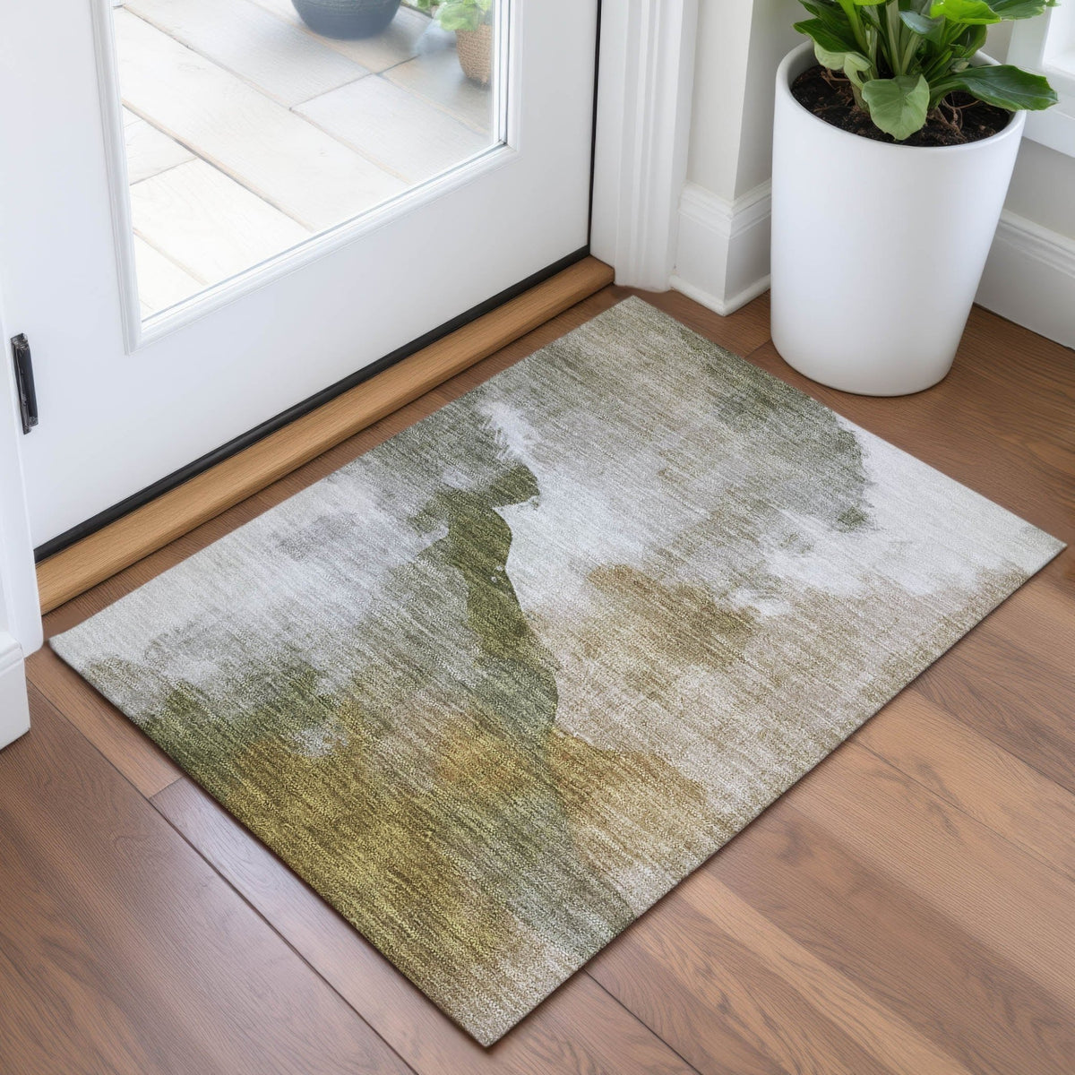 Addison Chantille ACN2043 Abstract Machine Made Transitional Green Rug
