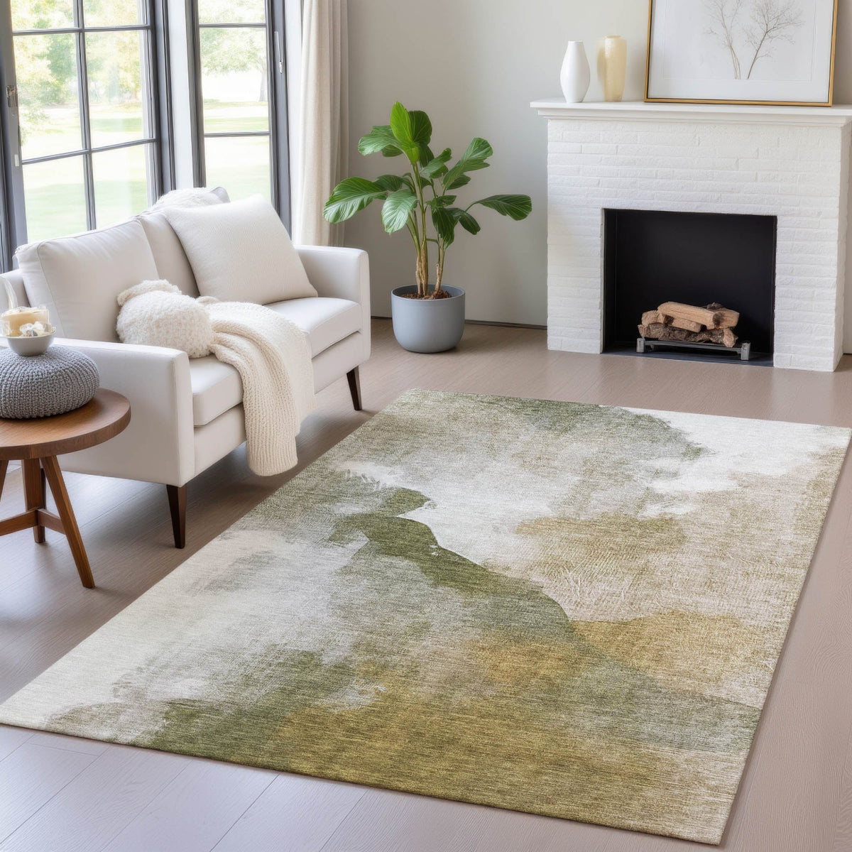 Addison Chantille ACN2043 Abstract Machine Made Transitional Green Rug
