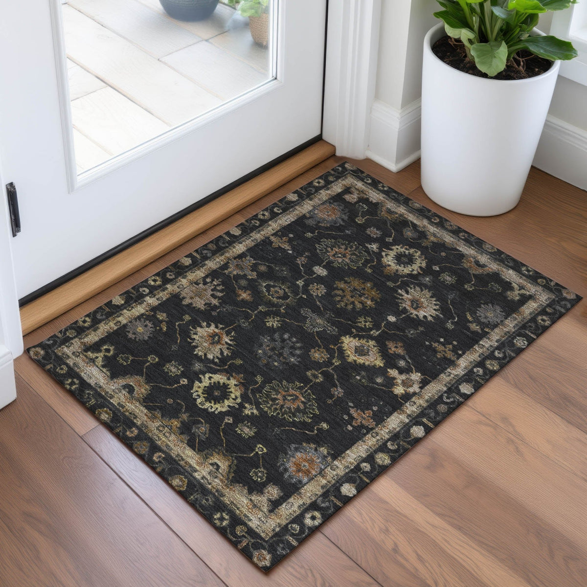 Addison Chantille ACN2045 Global Machine Made Traditional Black Rug