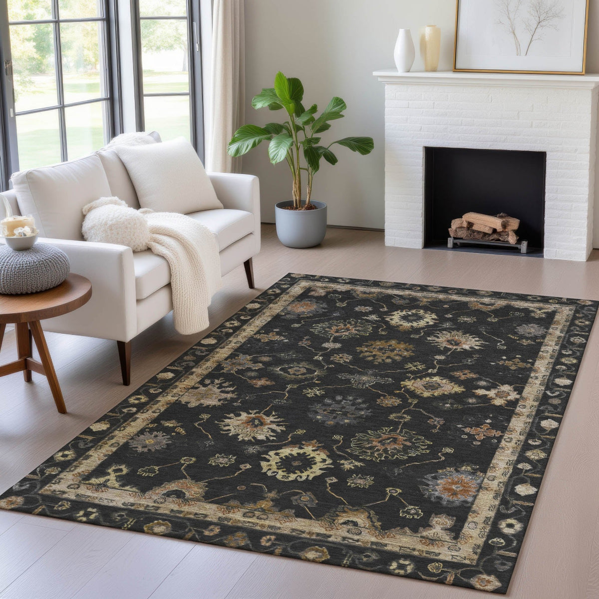 Addison Chantille ACN2045 Global Machine Made Traditional Black Rug