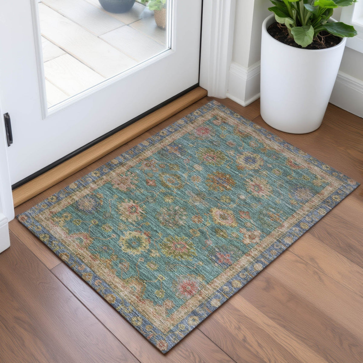 Addison Chantille ACN2045 Global Machine Made Traditional Teal Rug