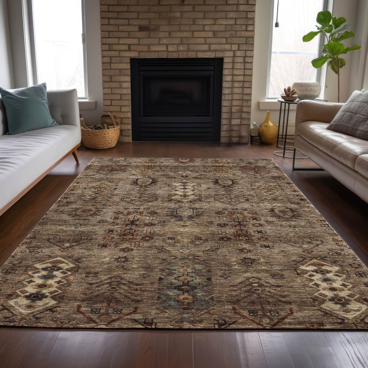 Addison Chantille ACN2047 Global Machine Made Traditional Brown Rug
