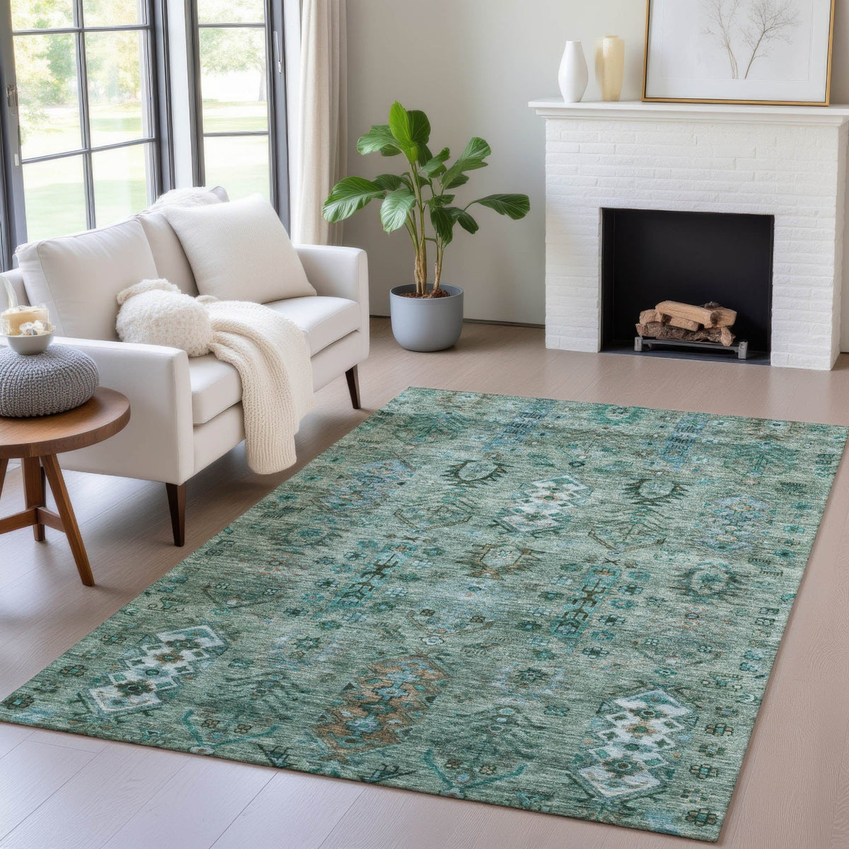 Addison Chantille ACN2047 Global Machine Made Traditional Green Rug
