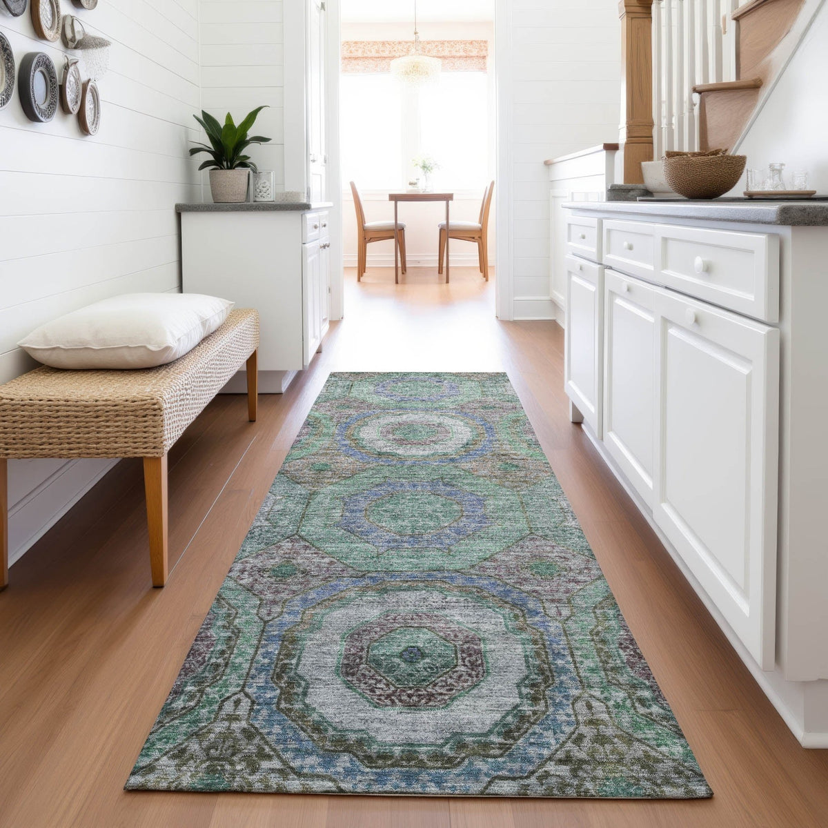Addison Chantille ACN2049 Panel Machine Made Transitional Green Rug