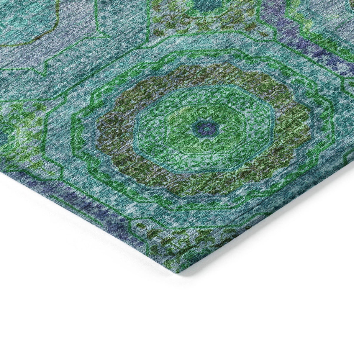 Addison Chantille ACN2049 Panel Machine Made Transitional Teal Rug