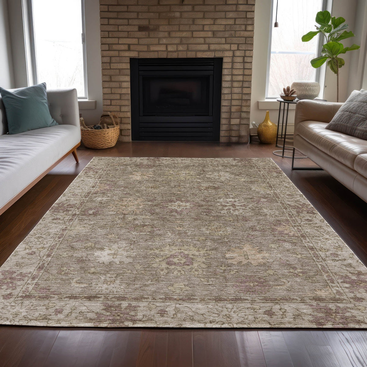 Addison Chantille ACN2051 Global Machine Made Traditional Khaki Rug