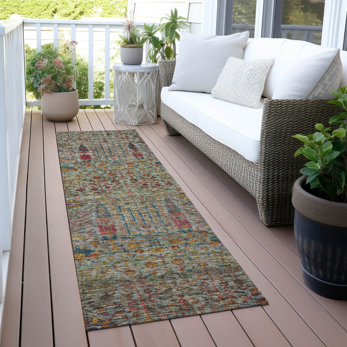 Addison Chantille ACN2053 Americana Machine Made Transitional Green Rug