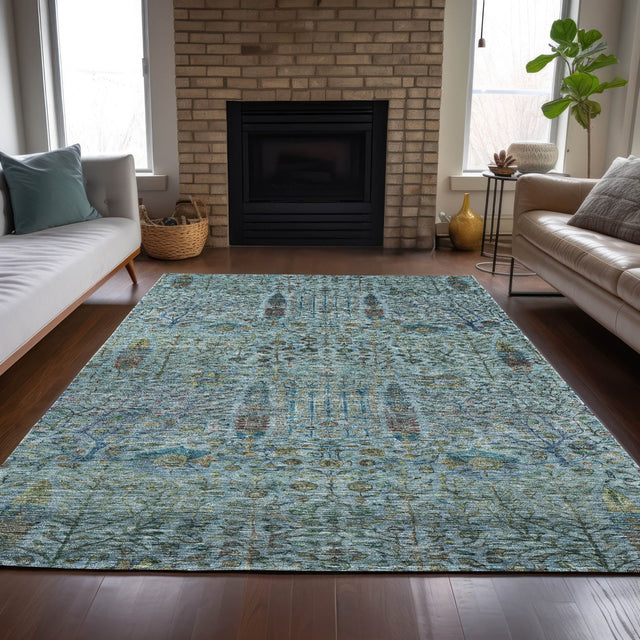 Addison Chantille ACN2053 Americana Machine Made Transitional Teal Rug