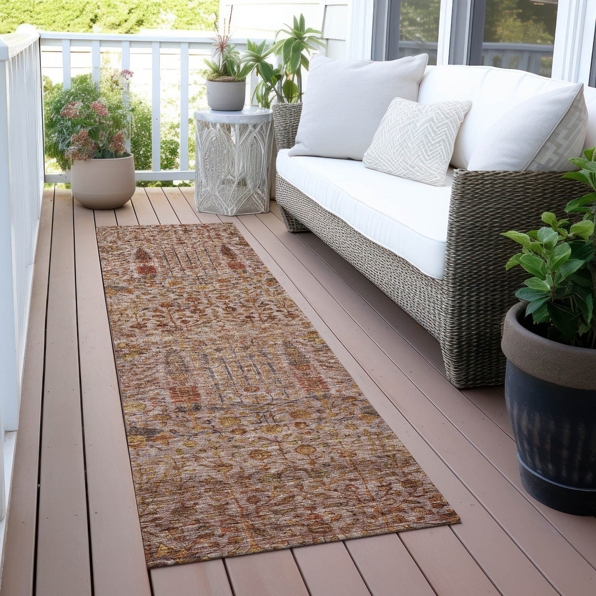 Addison Chantille ACN2053 Americana Machine Made Transitional Terracotta Rug
