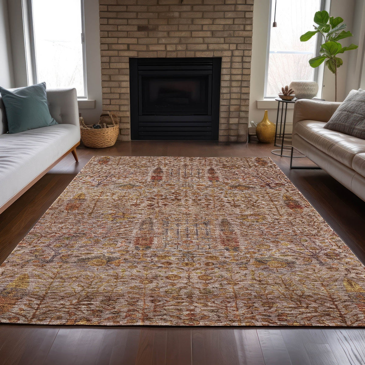 Addison Chantille ACN2053 Americana Machine Made Transitional Terracotta Rug
