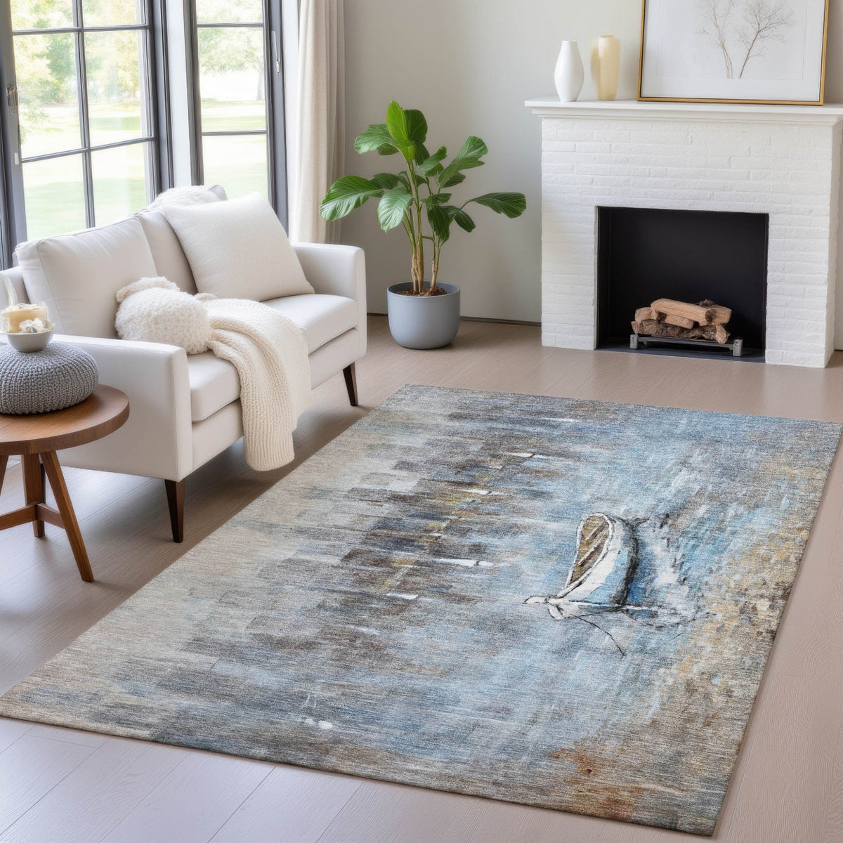 Addison Chantille ACN2056 Nautical Machine Made Transitional Blue Rug
