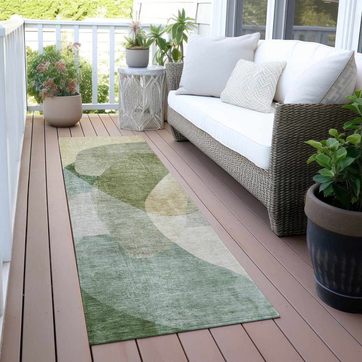 Addison Chantille ACN2057 Abstract Machine Made Transitional Aloe Rug