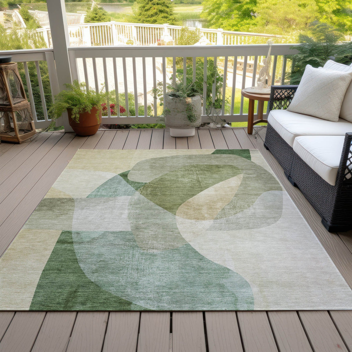 Addison Chantille ACN2057 Abstract Machine Made Transitional Aloe Rug