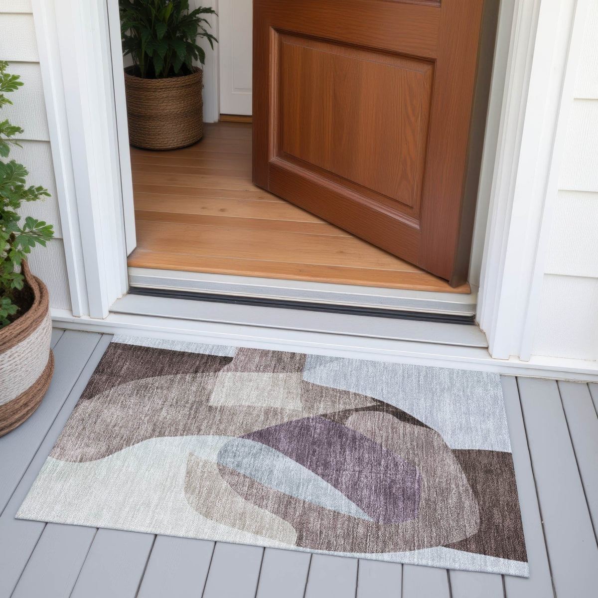 Addison Chantille ACN2058 Abstract Machine Made Transitional Brown Rug