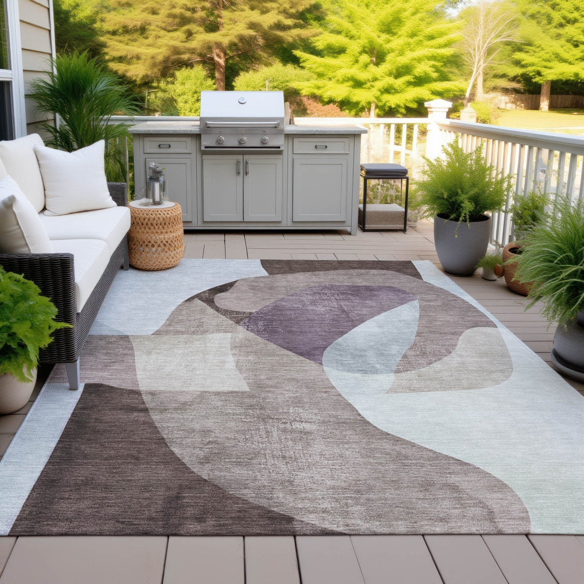 Addison Chantille ACN2058 Abstract Machine Made Transitional Brown Rug