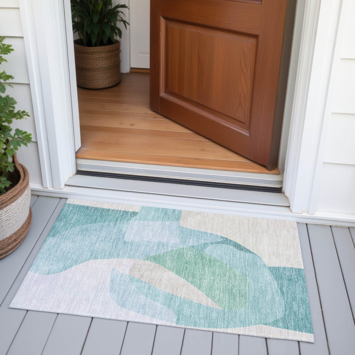 Addison Chantille ACN2058 Abstract Machine Made Transitional Seafoam Rug