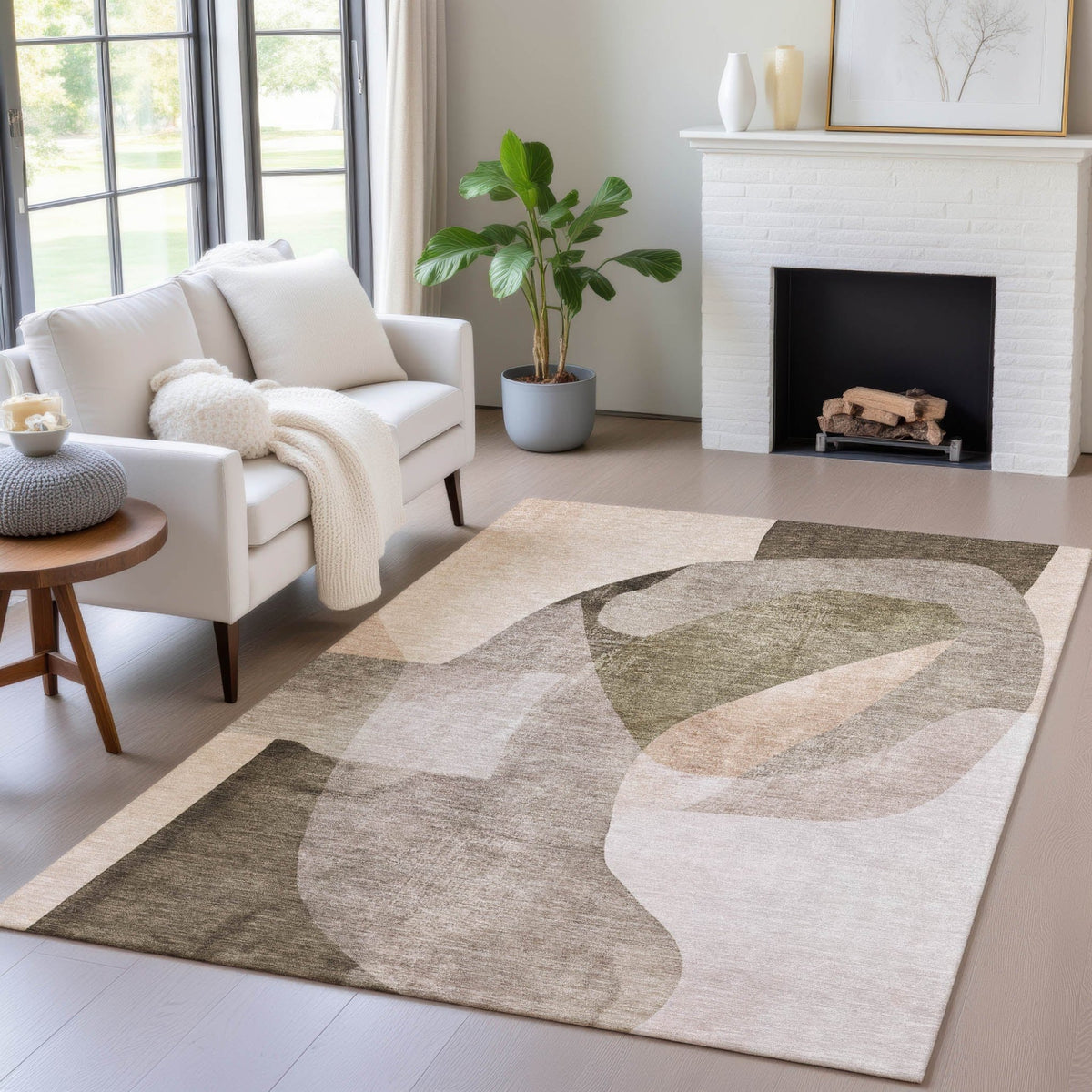 Addison Chantille ACN2058 Abstract Machine Made Transitional Taupe Rug