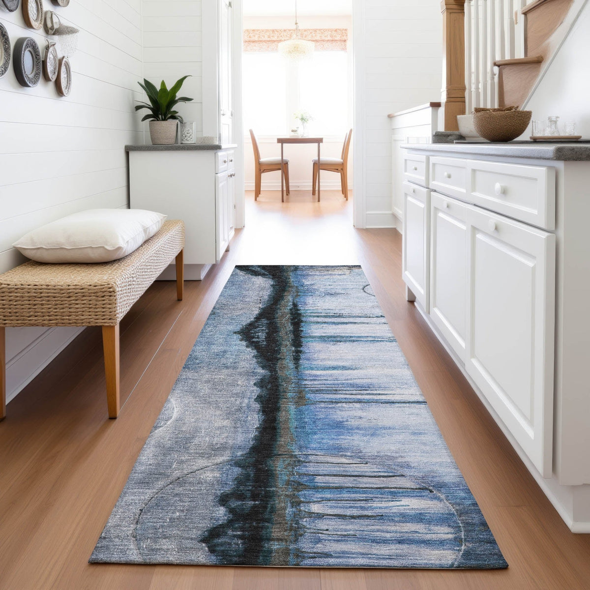 Addison Chantille ACN2059 Abstract Machine Made Transitional Blue Rug