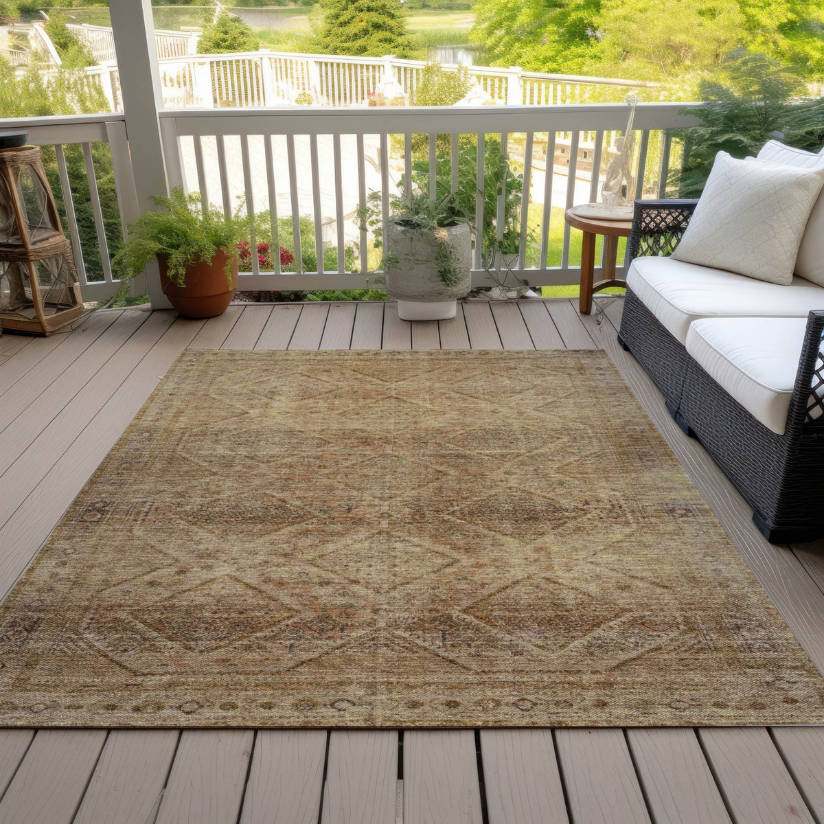 Addison Chantille ACN2060 Geometric Machine Made Transitional Khaki Rug