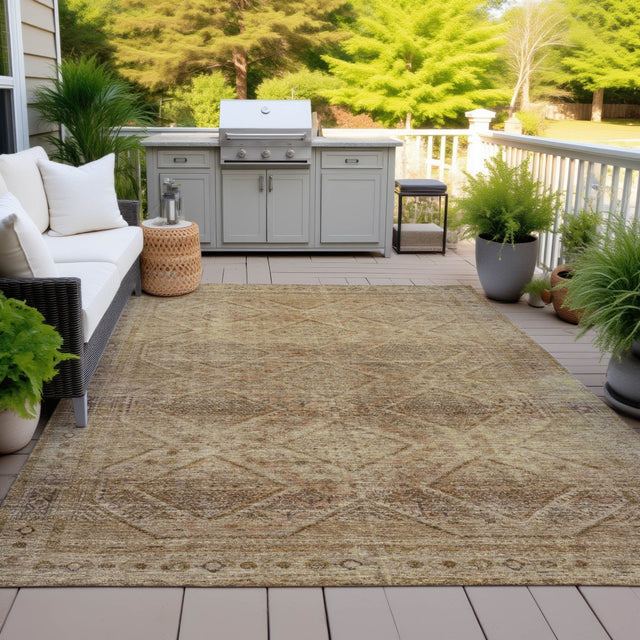 Addison Chantille ACN2060 Geometric Machine Made Transitional Khaki Rug