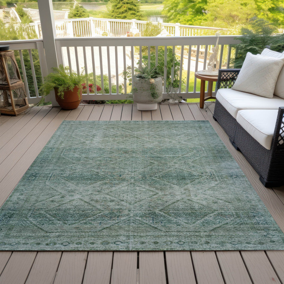 Addison Chantille ACN2060 Geometric Machine Made Transitional Teal Rug
