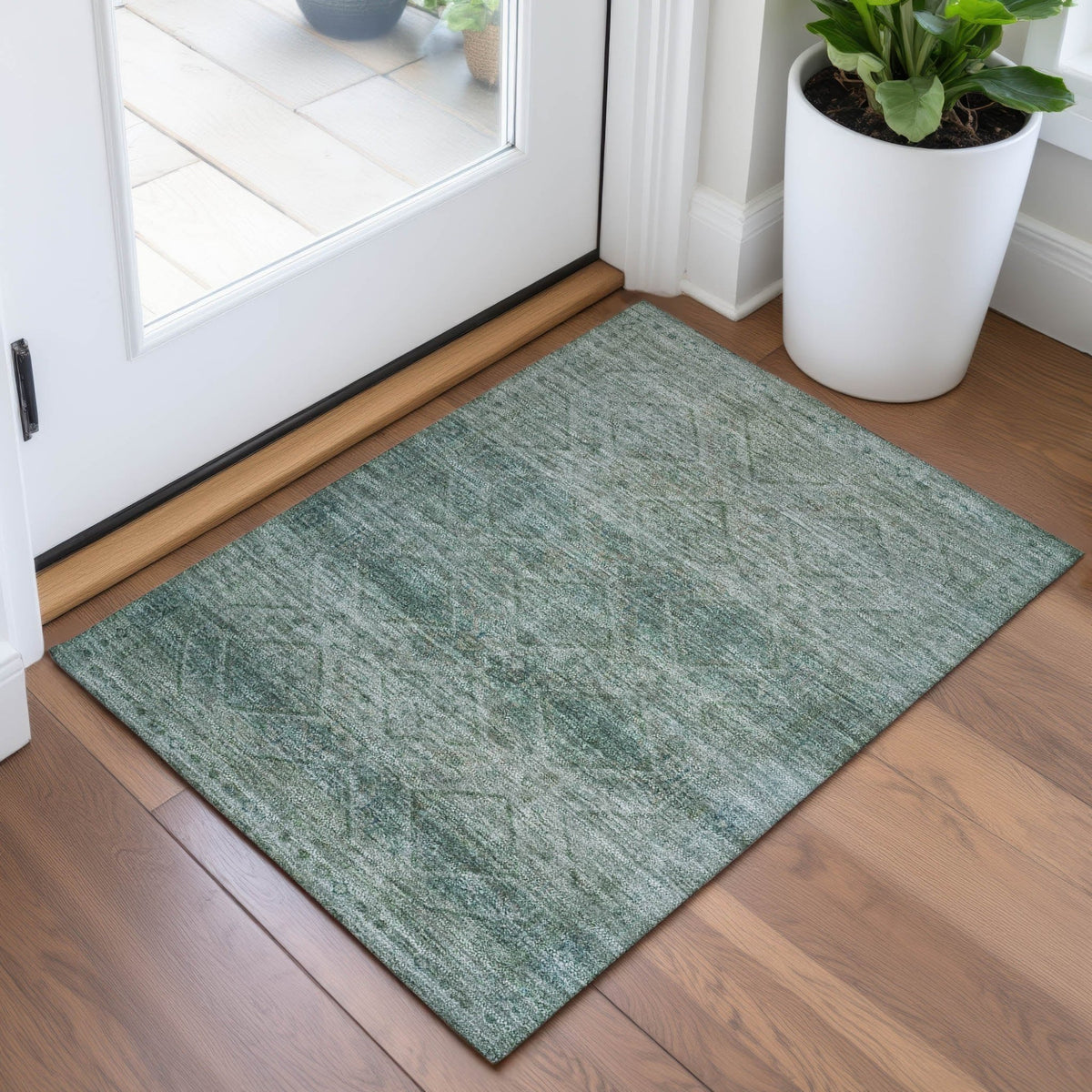 Addison Chantille ACN2060 Geometric Machine Made Transitional Teal Rug