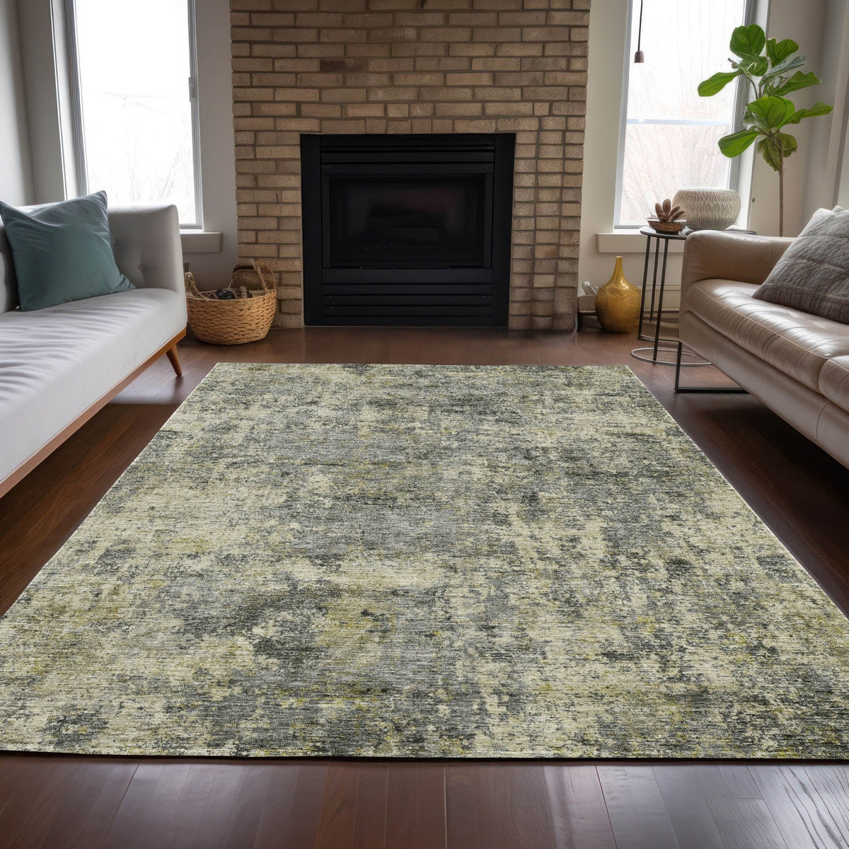 Addison Chantille ACN2061 Abstract Machine Made Transitional Pewter Rug