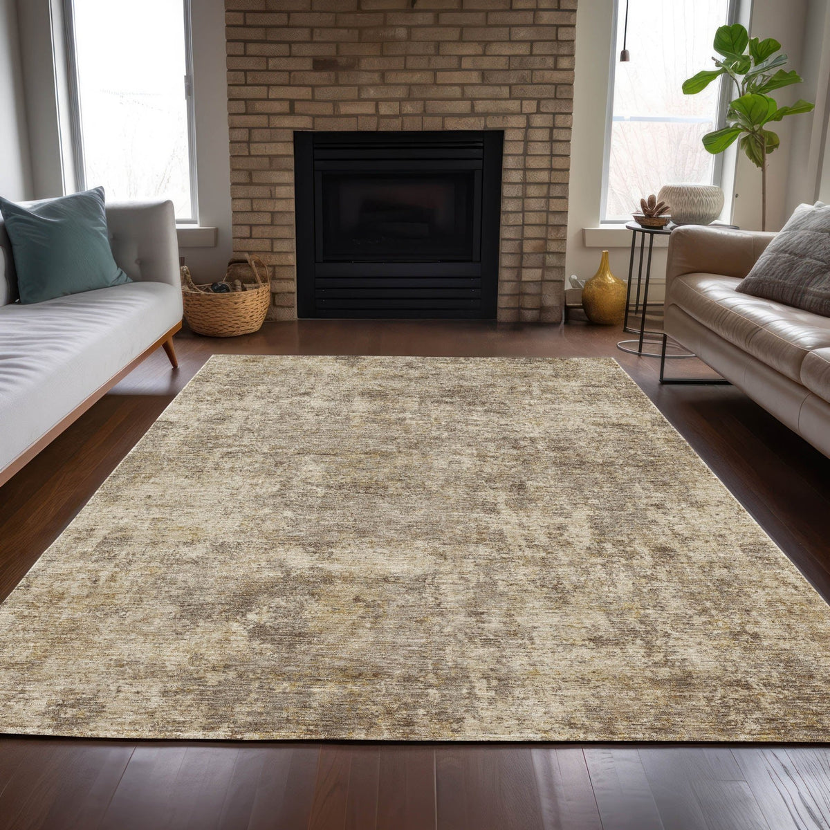 Addison Chantille ACN2061 Abstract Machine Made Transitional Taupe Rug