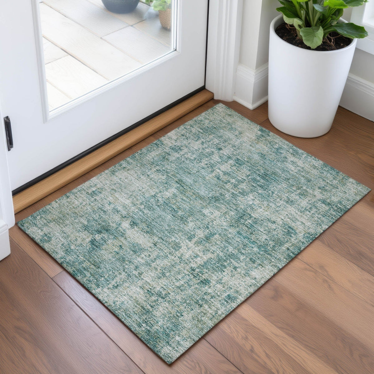 Addison Chantille ACN2061 Abstract Machine Made Transitional Teal Rug