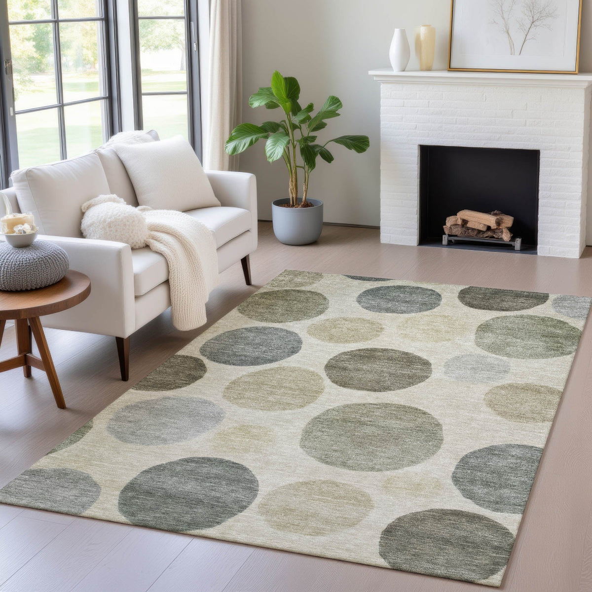 Addison Chantille ACN2062 Geometric Machine Made Transitional Taupe Rug