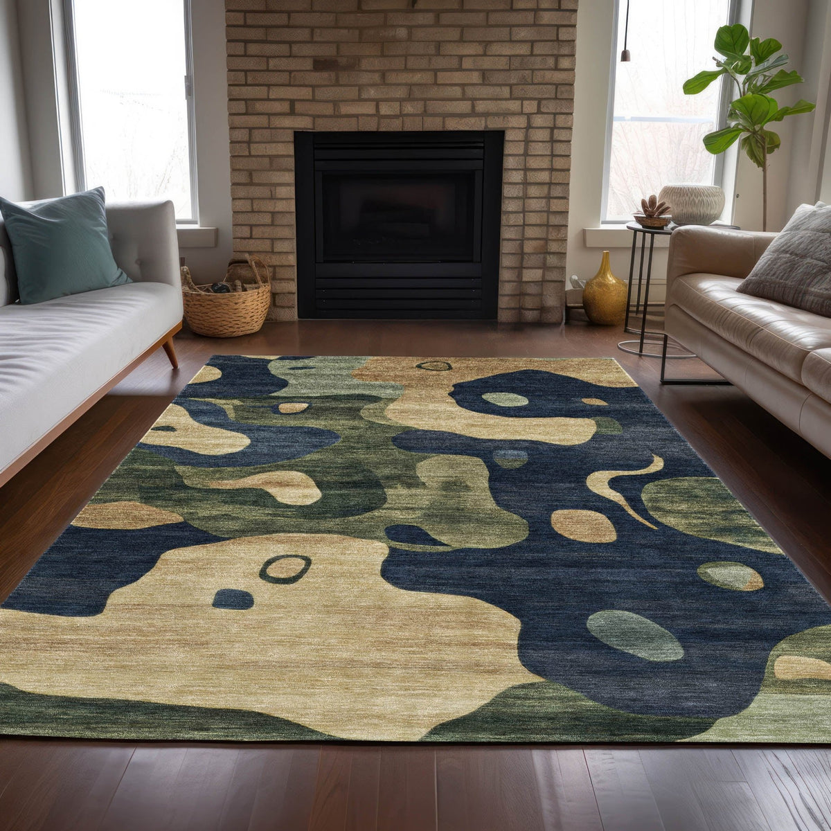 Addison Chantille ACN2063 Abstract Machine Made Transitional Navy Rug