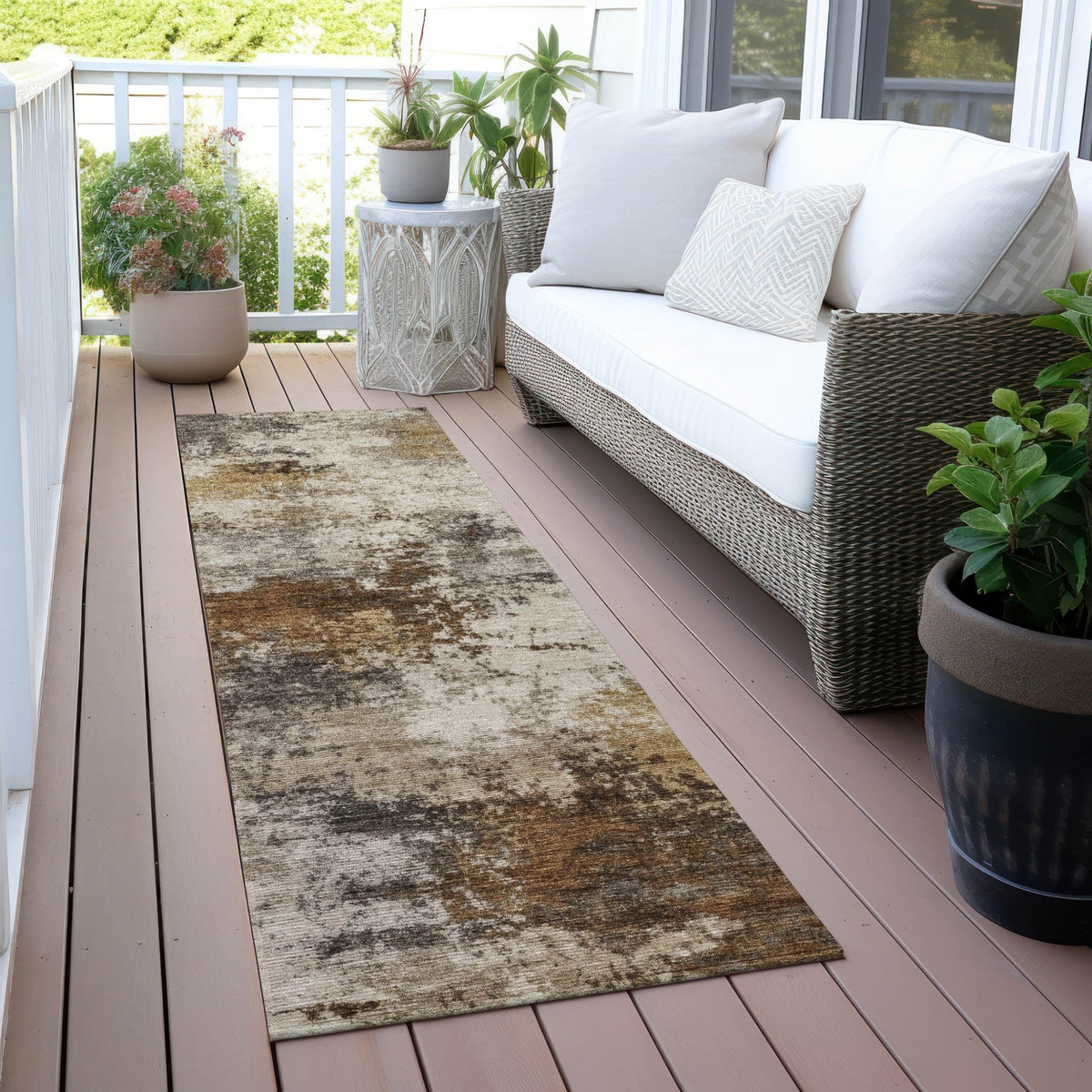 Addison Chantille ACN2064 Abstract Machine Made Transitional Brown Rug