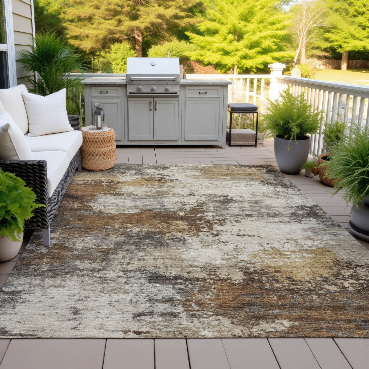 Addison Chantille ACN2064 Abstract Machine Made Transitional Brown Rug