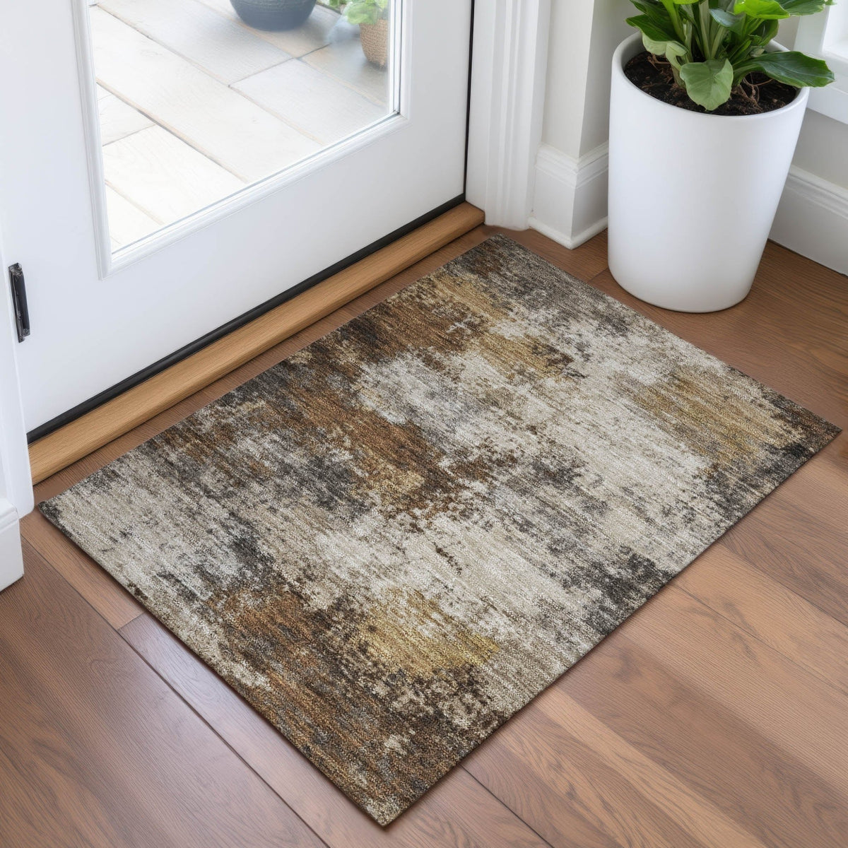 Addison Chantille ACN2064 Abstract Machine Made Transitional Brown Rug