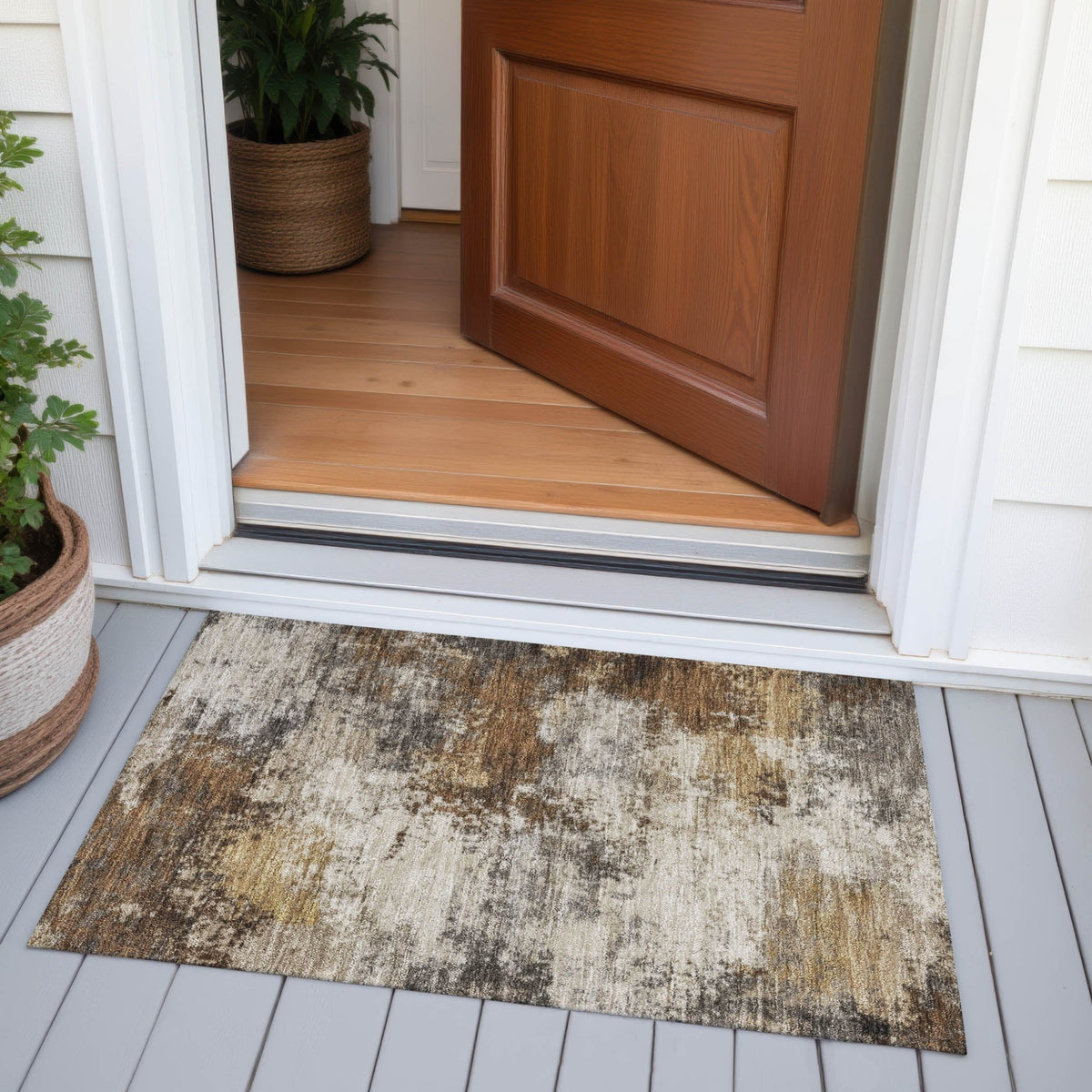 Addison Chantille ACN2064 Abstract Machine Made Transitional Brown Rug