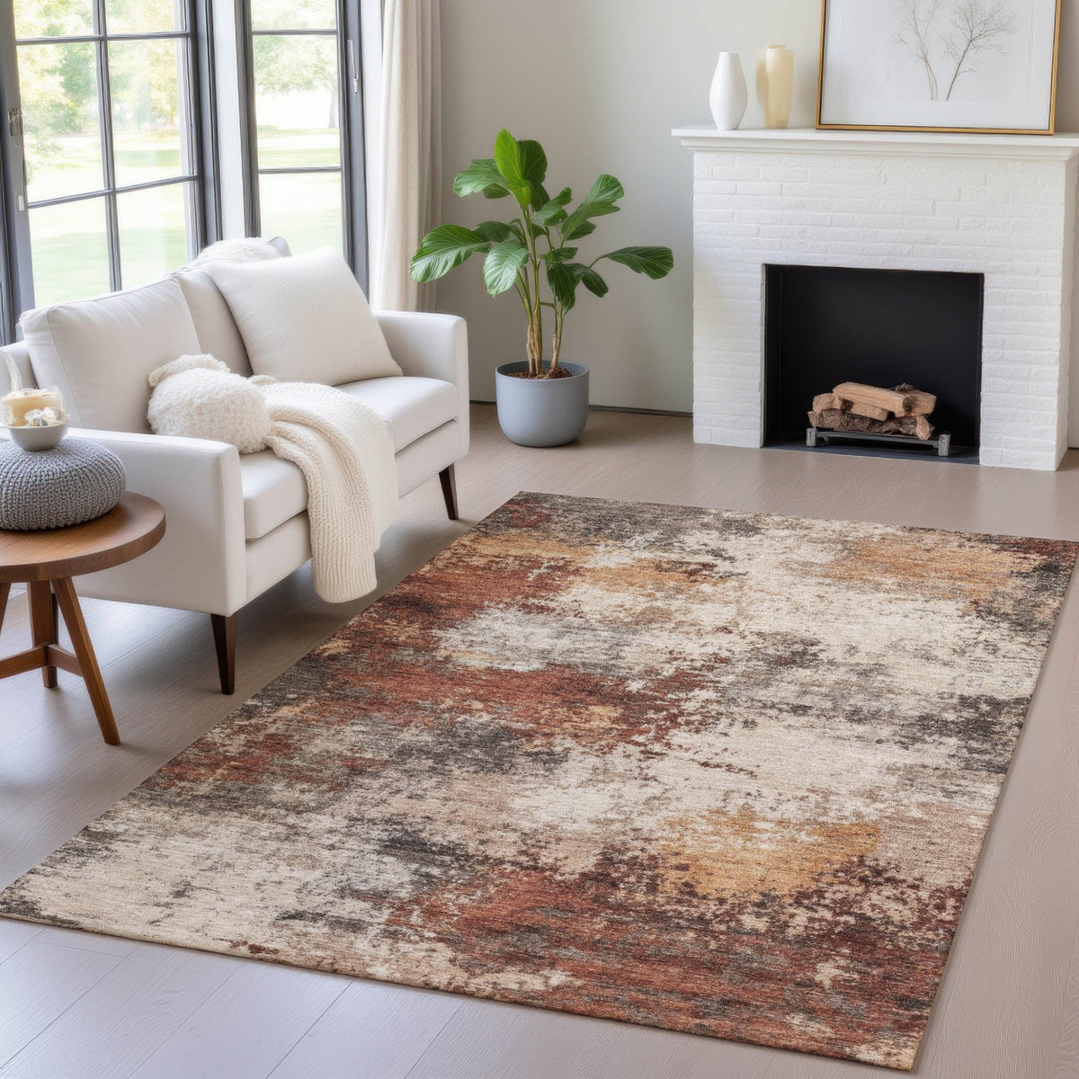 Addison Chantille ACN2064 Abstract Machine Made Transitional Paprika Rug