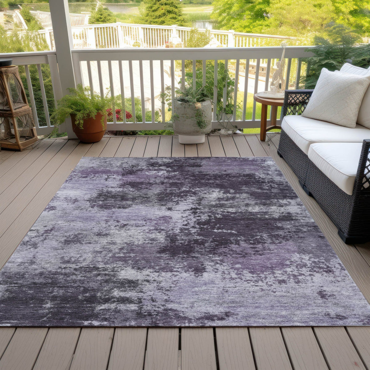 Addison Chantille ACN2065 Abstract Machine Made Transitional Purple Rug