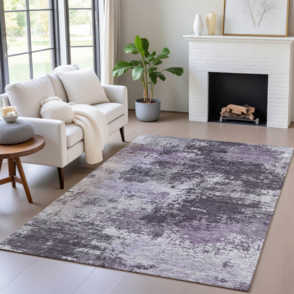 Addison Chantille ACN2065 Abstract Machine Made Transitional Purple Rug