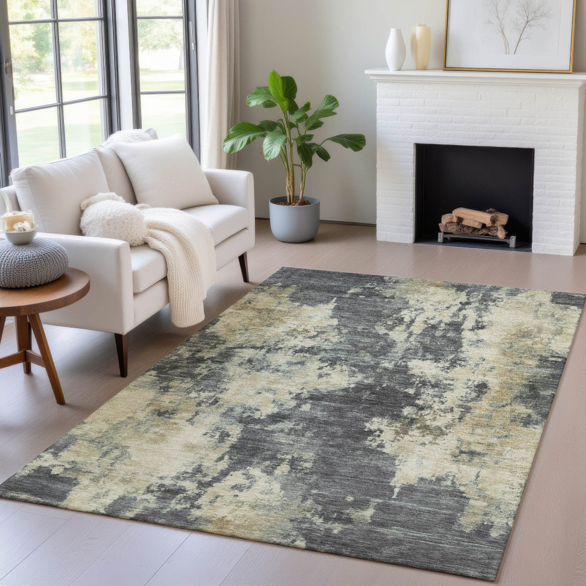 Addison Chantille ACN2066 Abstract Machine Made Transitional Gray Rug
