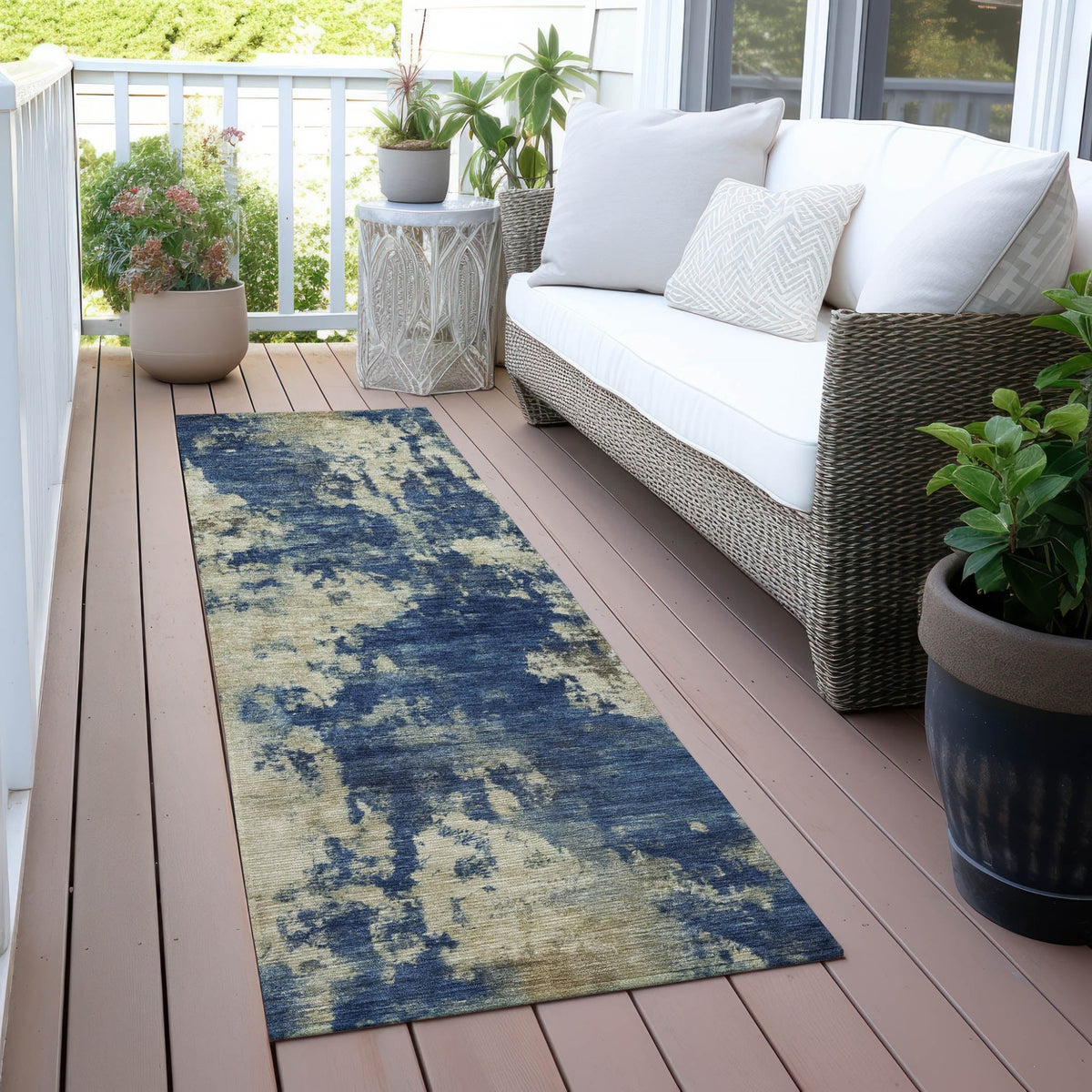 Addison Chantille ACN2066 Abstract Machine Made Transitional Navy Rug