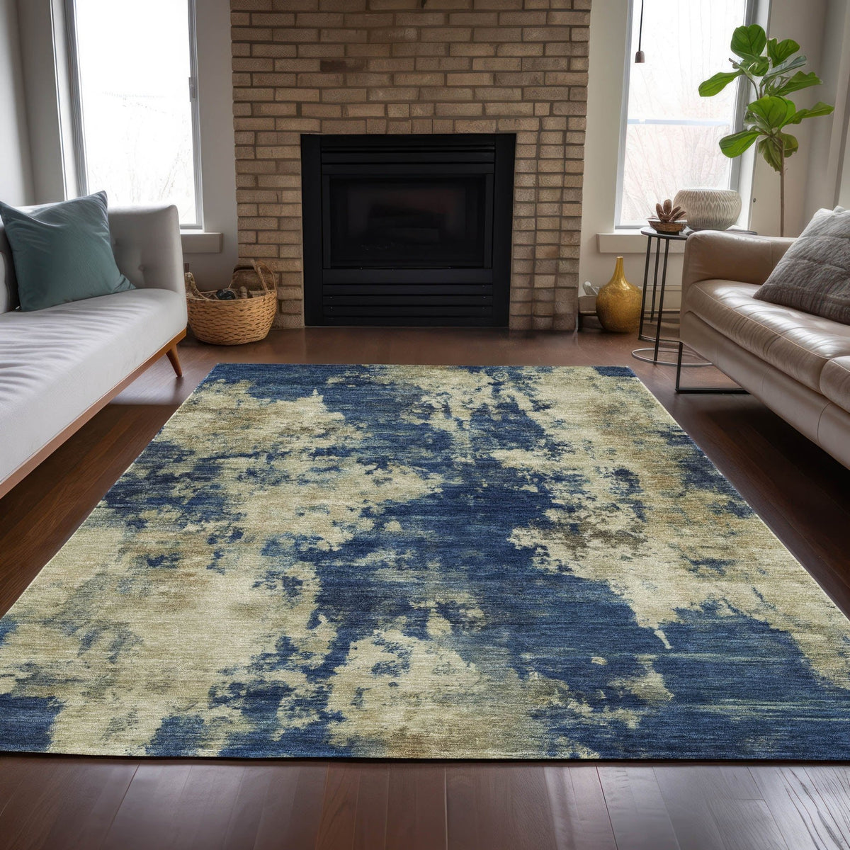 Addison Chantille ACN2066 Abstract Machine Made Transitional Navy Rug