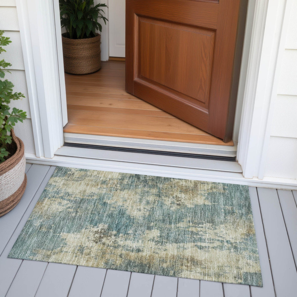 Addison Chantille ACN2066 Abstract Machine Made Transitional Teal Rug